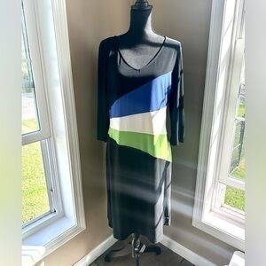 METROSTYLE | Color Block Long Sleeve Maxi Dress